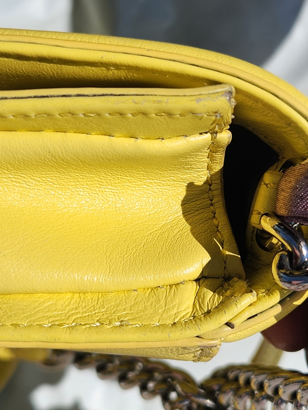 Rebecca Minkoff Yellow Quilted Shoulder Bag w Chain Strap & Free Bag Scarf/Charm - Picture 12 of 16